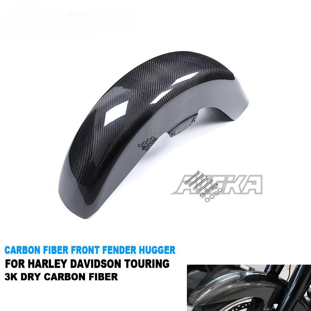 AISKA Dry Carbon Fiber Motorcycle Front Fender Hugger for Harley Davidson Touring Street Glide Road King Road Glide 2014-2024