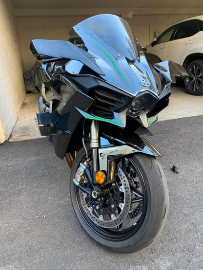 AISKA Full 3K Dry Carbon Fiber Motorcycle Front Headlight Fairing for Kawasaki Ninja H2 H2R 2015-2024