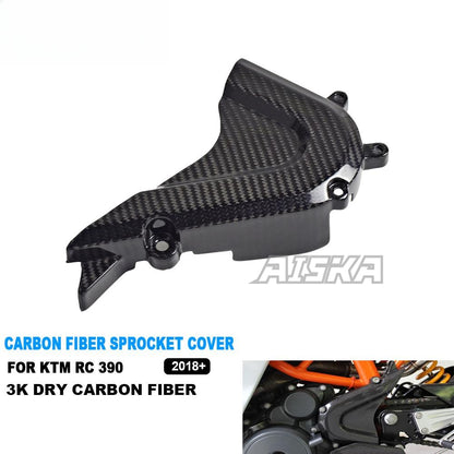AISKA RC390 3K Dry Carbon Fiber Fairing Motorcycle Sprocket Cover for KTM RC 390 2018 2019 20220 2021 2022 2023 2024
