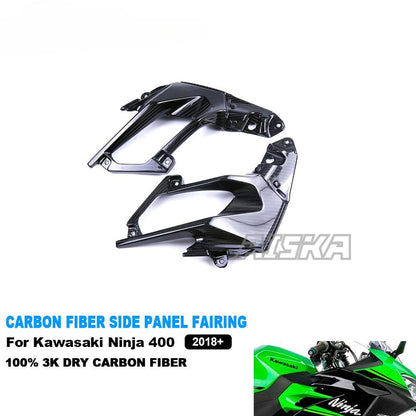 AISKA 100% 3K Dry Carbon Fiber Motorcycle Accessories Front Side Panel Spoiler Fairing for Kawasaki Ninja 400 Z400 2018-2024