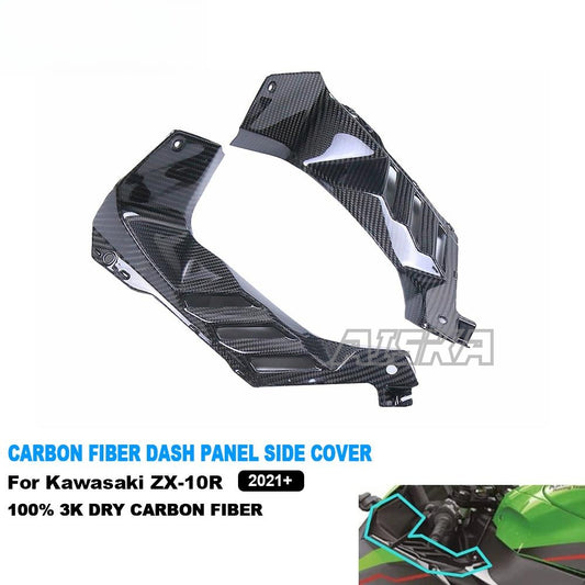 AISKA 3K Dry Carbon Fiber Motorcycle Accessories Fairing Kit Dash Panel Side Cover for Kawasaki ZX10R ZX-10R 2021 2022 2023 2024