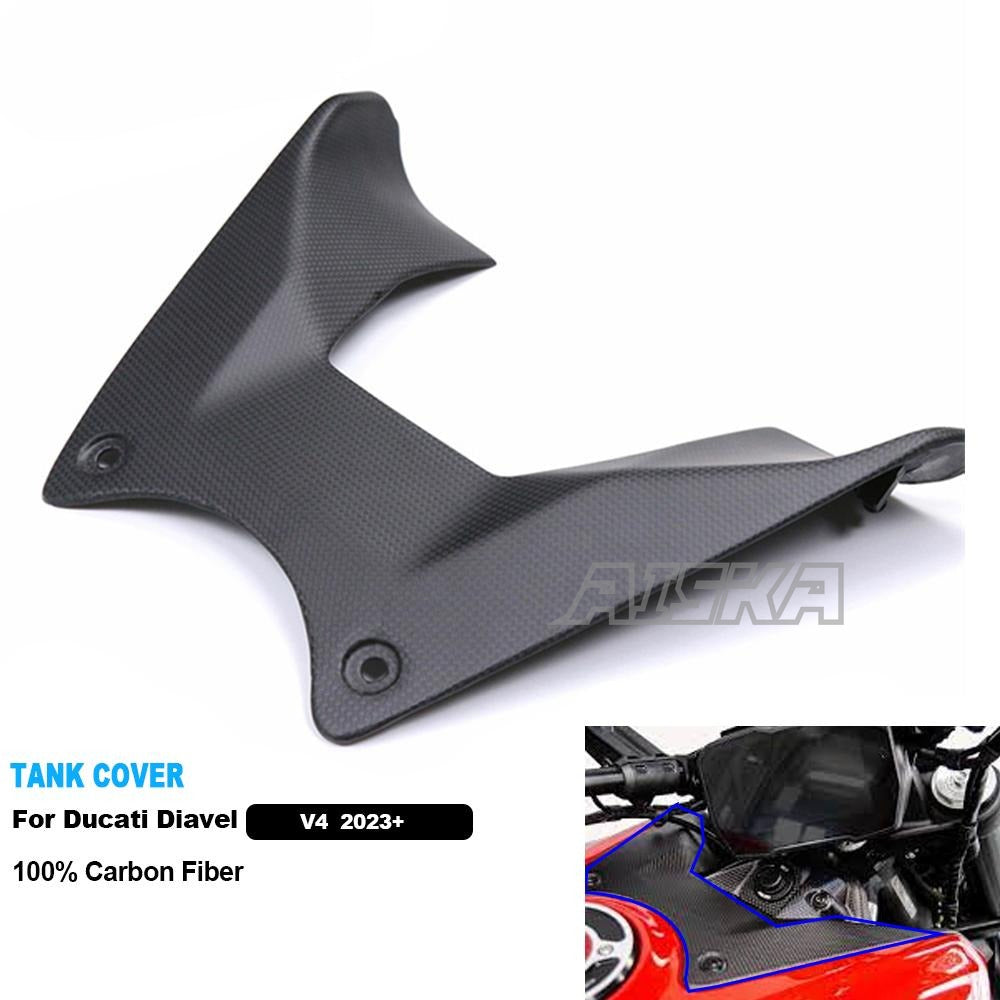 AISKA 100% Carbon Fiber Motorcycle Accessories Tank Cover for Ducati Diavel  V4  2023