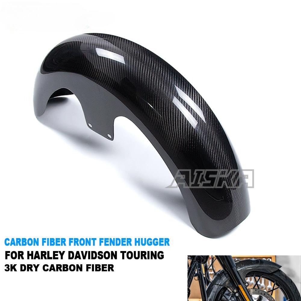 AISKA 23" Dry Carbon Fiber Motorcycle Front Fender for Harley Davidson Touring Street Glide Road Glide Road King Custom Baggers