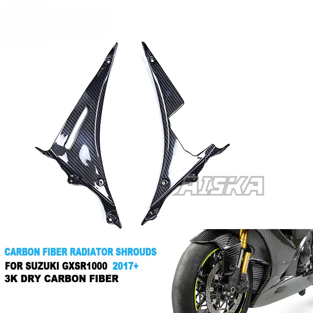 AISKA Real Prepreg Dry Carbon Fiber Radiator Shrouds Covers for Suzuki GSXR 1000 GSXR1000R GSXR1000RR 2017-2025