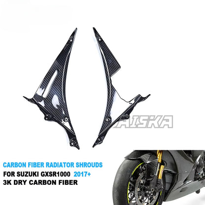 AISKA Real Prepreg Dry Carbon Fiber Radiator Shrouds Covers for Suzuki GSXR 1000 GSXR1000R GSXR1000RR 2017-2025