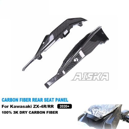 AISKA 3K Dry Carbon Fiber Motorcycle Rear Seat Side Panel Cover Fairing for Kawasaki Ninja ZX-4R ZX-4RR ZX25R 2020-2024