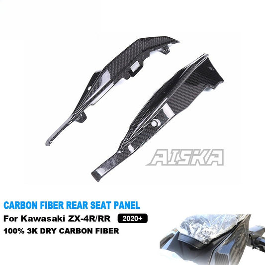 AISKA 3K Dry Carbon Fiber Motorcycle Rear Seat Side Panel Cover Fairing for Kawasaki Ninja ZX-4R ZX-4RR ZX25R 2020-2024