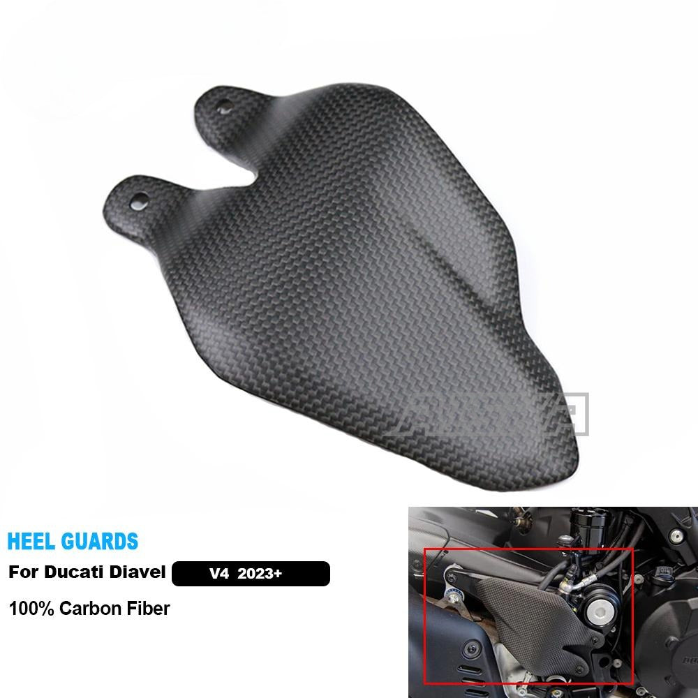 AISKA  Wholesale 3K 3*3 Real Dry Carbon Fiber Motorcycle Heel Guards for Ducati Diavel  V4  2023