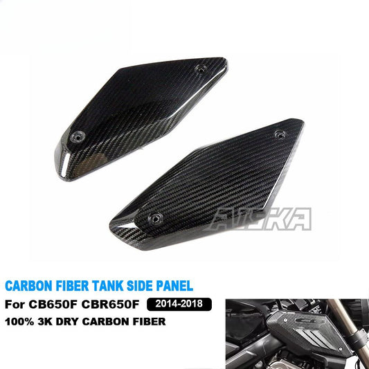 AISKA Motorcycle 3K Dry Carbon Fiber Fuel Tank Side Panel Cover Fairings for Honda CB650F CBR650F 2014 2015 2016 2017 2018