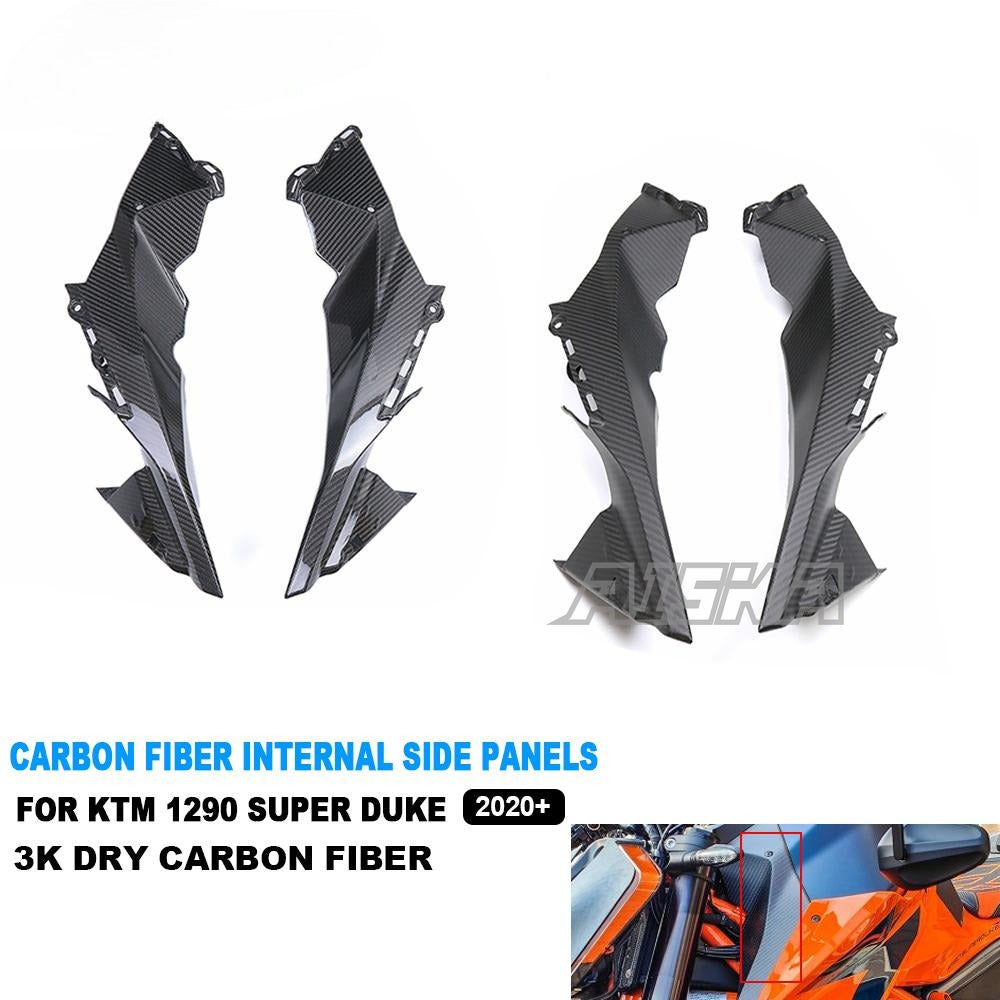 AISKA 3K Dry Carbon Fiber Motorcycle Front Inner Dash Side Panel Fairing for KTM 1290 Super Duke R 2020 2021 2022 2023 2024