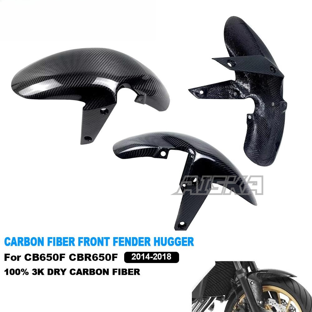 AISKA Motorcycle 3K Dry Carbon Fiber Front Fender Mud Guard Hugger for Honda CB650F CBR650F 2014 2015 2016 2017 2018