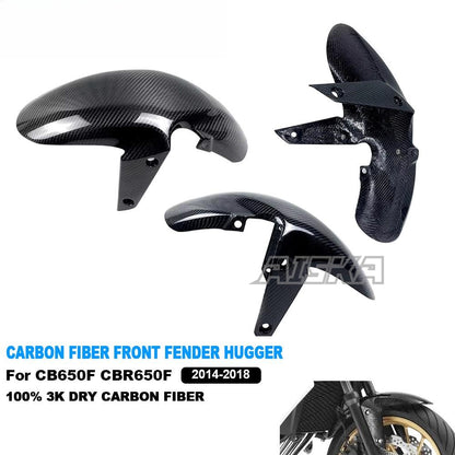 AISKA Motorcycle 3K Dry Carbon Fiber Front Fender Mud Guard Hugger for Honda CB650F CBR650F 2014 2015 2016 2017 2018
