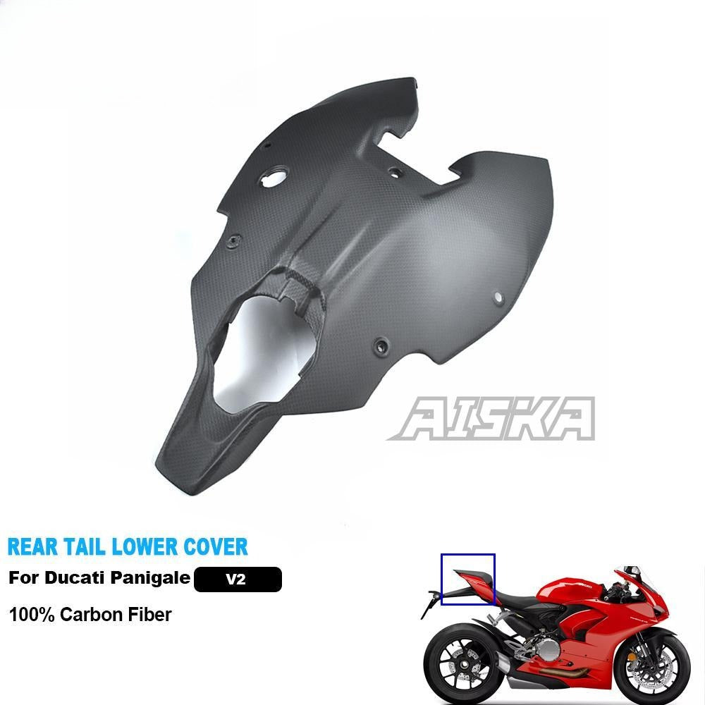 AISKA 3K 3*3 Carbon Fiber  Motorcycle Accessories Spare Parts Rear Tail Lower Cover for Ducati  Panlgale V2