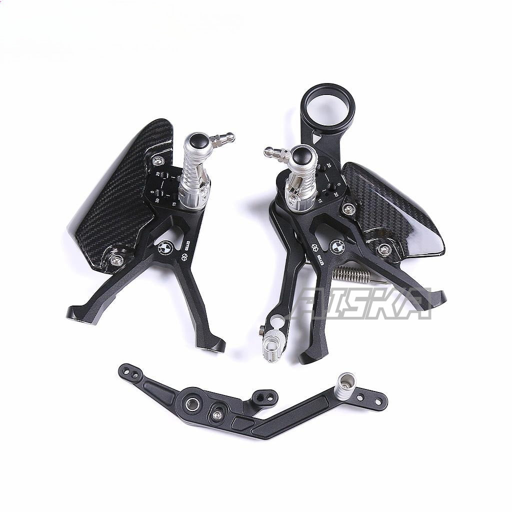 AISKA Dry Carbon Fiber Footrest Kits Racing Products Motorcycle Adjustable Foot Pegs Rearset for BMW Motorrad M1000RR 2023 2024