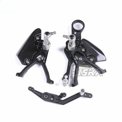 AISKA Dry Carbon Fiber Footrest Kits Racing Products Motorcycle Adjustable Foot Pegs Rearset for BMW Motorrad M1000RR 2023 2024