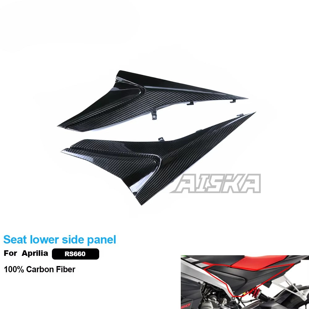 AISKA 3K Carbon Fiber Motorcycle Body Accessories Seat Lower Side Panel Decorative Components for Aprilia RSV4 RS660 Tuono V4 2021+