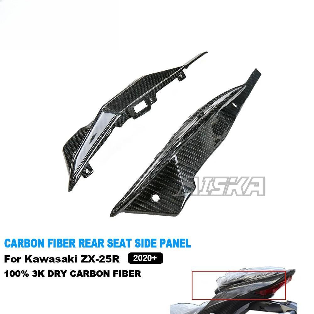 AISKA Real 3K Dry Carbon Fiber Motorcycle Fairing Rear Tail Seat Side Panel Cover for Kawasaki Ninja ZX-25R 2020-2024