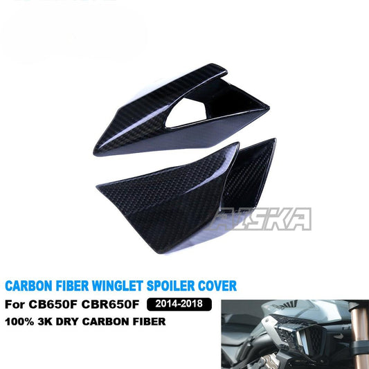 AISKA Dry Carbon Fiber Motorcycle Fixed Wind Wing Flow Front Fairing Side Spoiler Winglet for Honda CB650R CBR650R 2019+