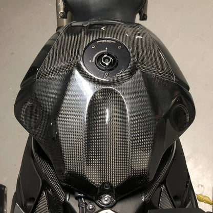 AISKA 100% Dry Carbon Fiber Fuel Tank Front Side Cover Motorcycle Gas Tank Air Box Front Cover Fairing for Yamaha R3 2019 2020