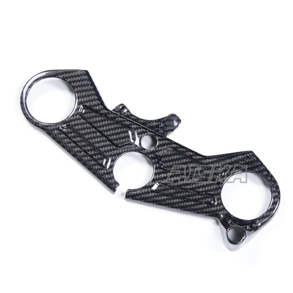 AISKA 100% 3K Twill Glossy Dry Carbon Fiber Ultra Light Upper Top Triple Clamp Cover for Kawasaki Ninja ZX10R 2016-2020