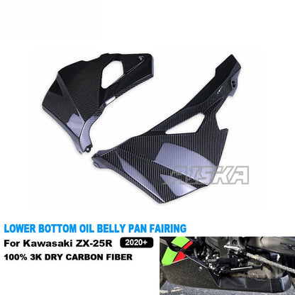 AISKA 3K Dry Carbon Fiber Motorcycle Accessories Lower Belly Pan Fairing Cowl for Kawasaki Ninja ZX-25R 2020-2024