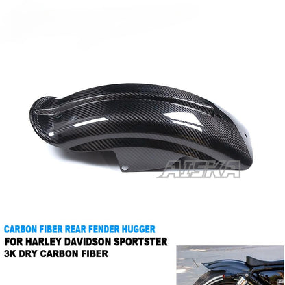 AISKA 100% Real Dry Carbon Fiber Motorcycle Rear Mudguard Fender Hugger for Harley Davidson Sportser 883 1200 X48 72 1986-2022