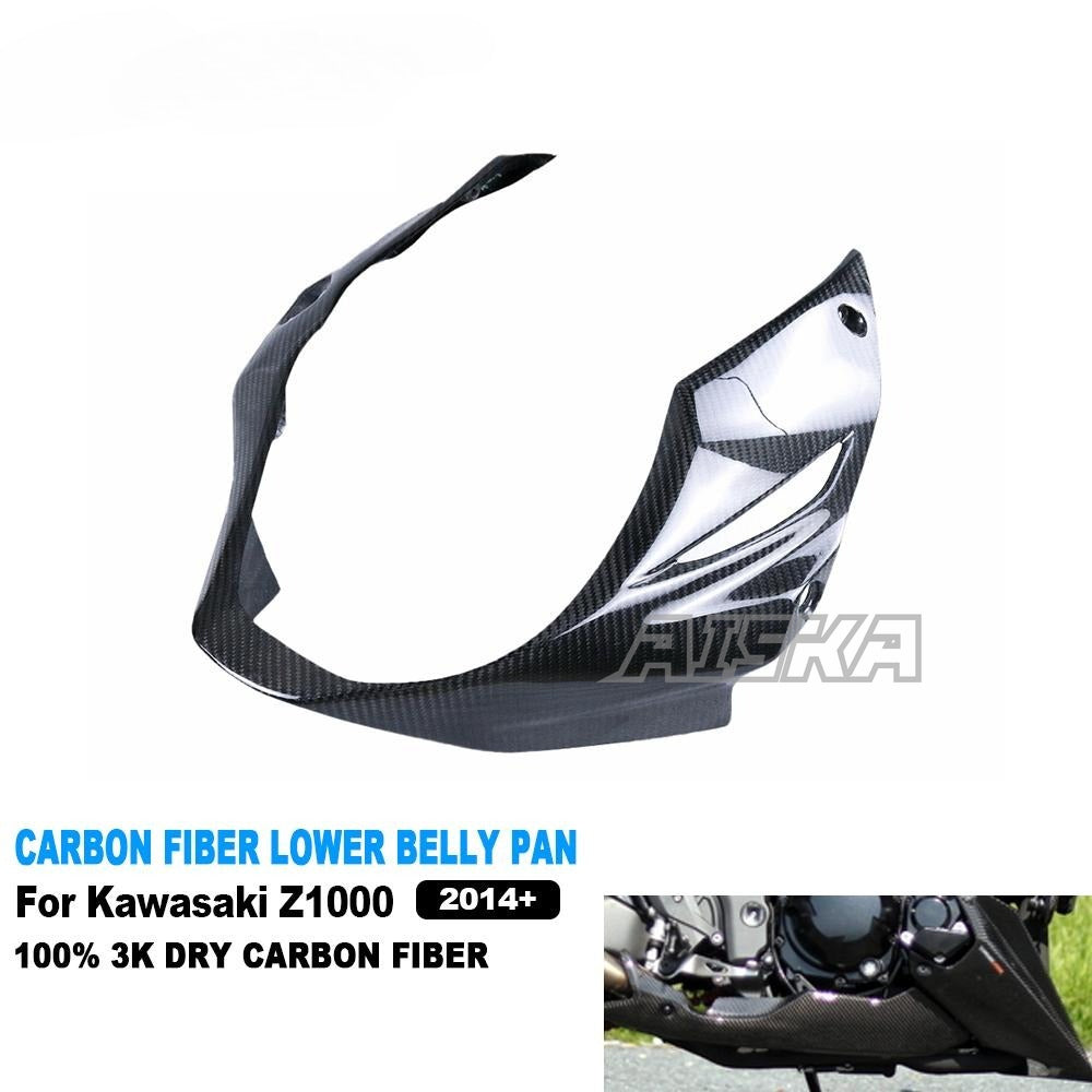 AISKA 3K Dry Carbon Fiber Motorcycle Accessories Lower Bottom Oil Belly Pan Guard Fairings for Kawasaki Z1000 2014-2019