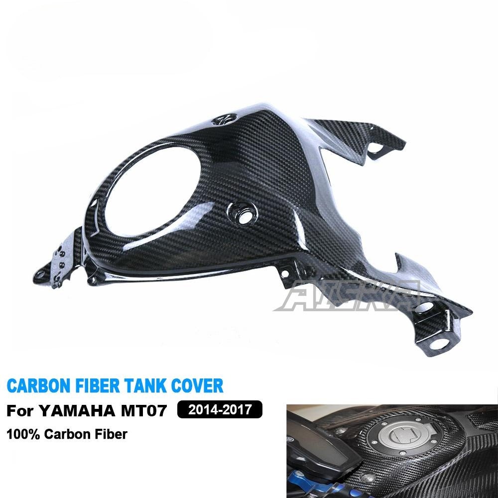AISKA 100% Dry Carbon Fiber Motorcycle Fairings Accessories Top Gas Fuel Tank Cover for Yamaha MT07 MT-07 2014-2017
