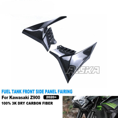 AISKA 3K Dry Carbon Fiber Motorcycle Fairing Front Fuel Tank & Left Right Side Panels for Kawasaki Z900 2020-2024