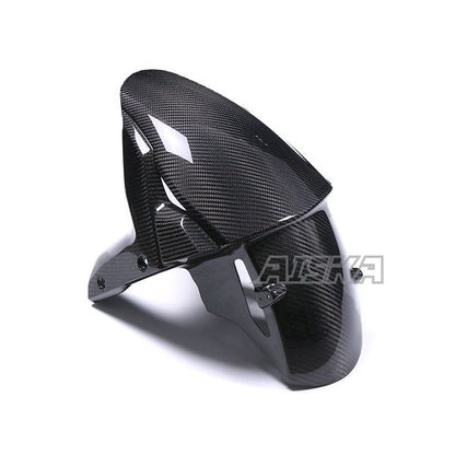 AISKA Full 3K Dry Carbon Fiber Motorcycle Front Fender Hugger Mud Splash Mudguard for Kawasaki Z H2 2021 2022 2023 2024