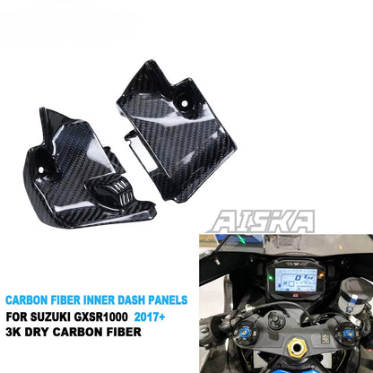 AISKA Dry Carbon Fiber Inner Dash Side Cover Panels for Suzuki GSXR1000 GSXR1000R GSXR1000RR 2017-2025