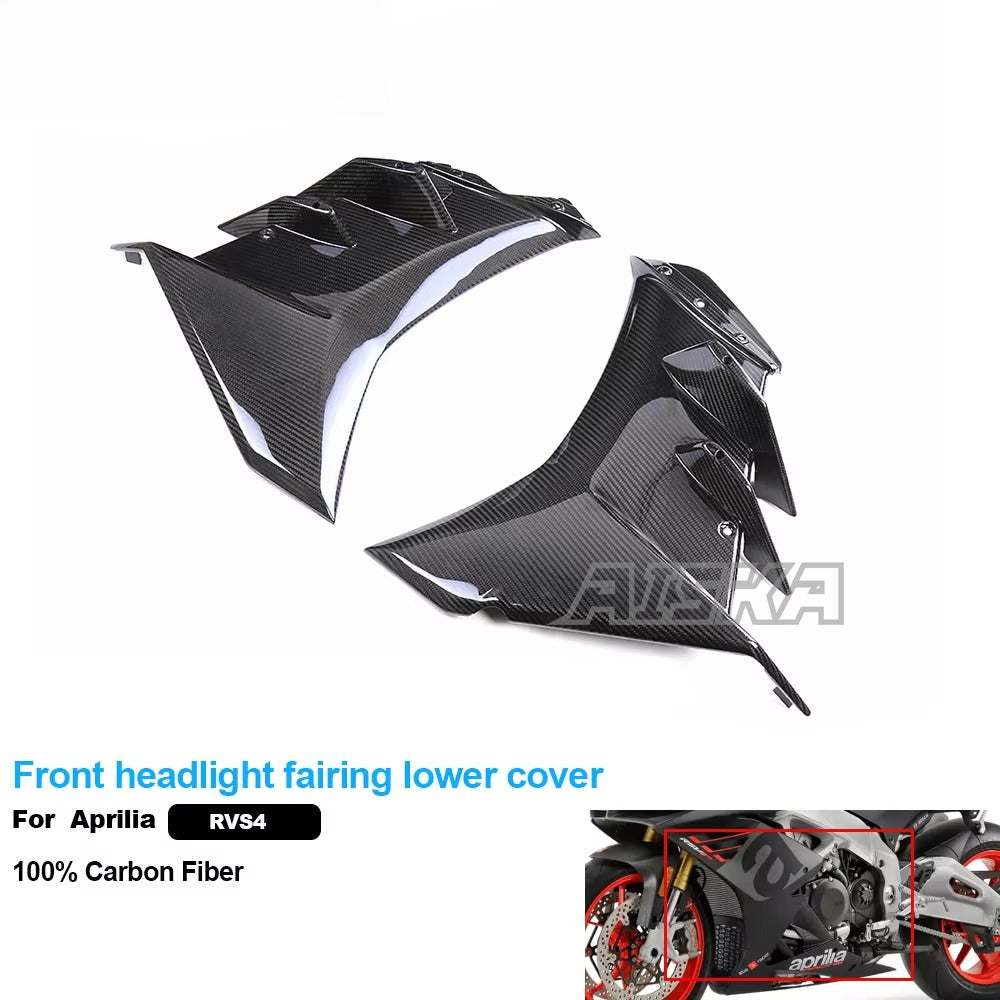 AISKA 3K 3*3 Carbon Fiber Motorcycle Accessories Front Headlight Fairing Lower Cover Frame Fairing for Aprilia RSV4  2021+