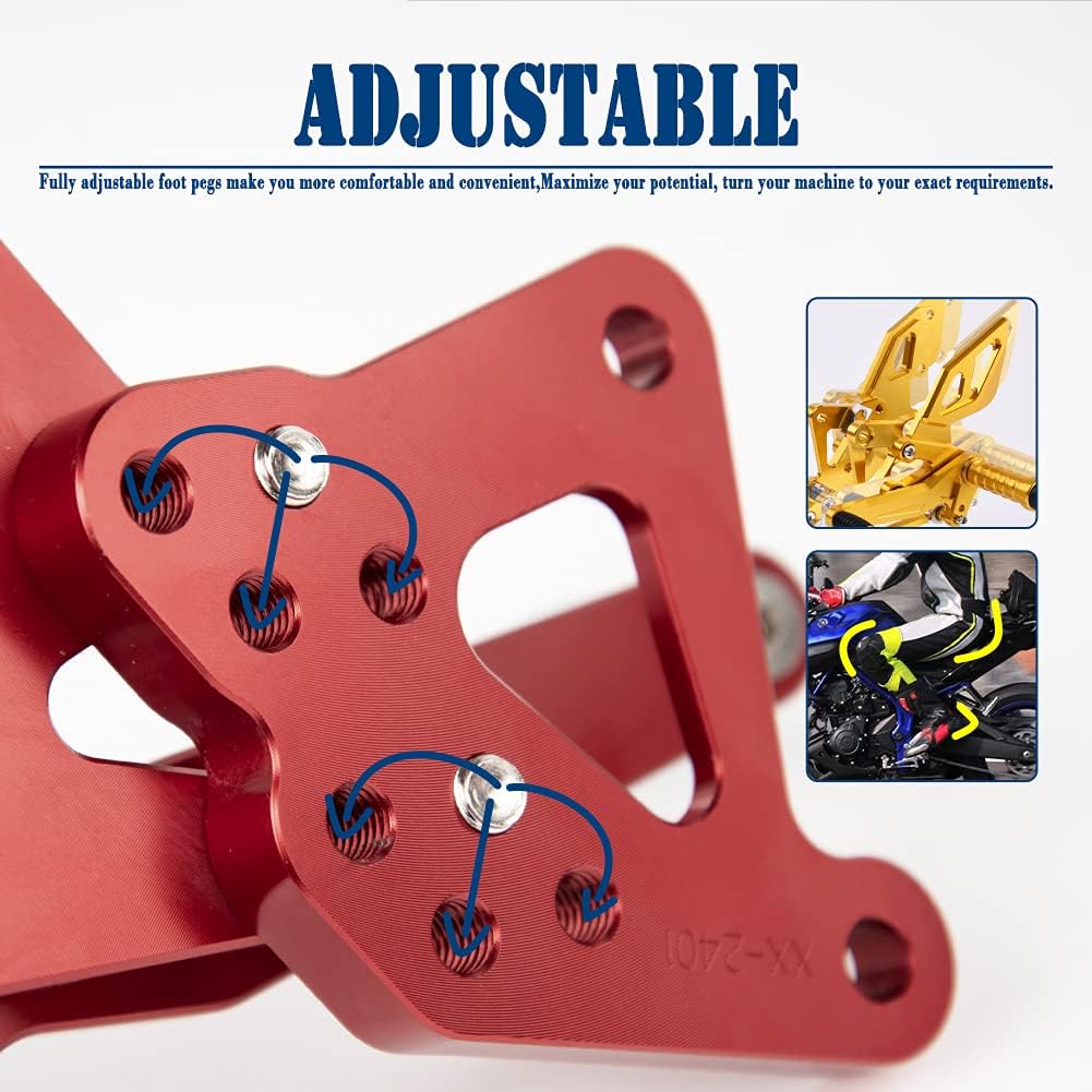 AISKA CNC Aluminum Footpeg Rearset Motorcycle Racing Adjustable Rear Footrest for Yamaha R25 R3 MT03 MT25 2015-2024