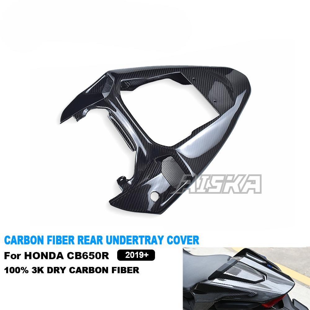 AISKA Motorcycle 3K Dry Carbon Fiber Tail Rear Seat Under Tray Cover Cowl Fairing for Honda CB650R CBR650R 2019+