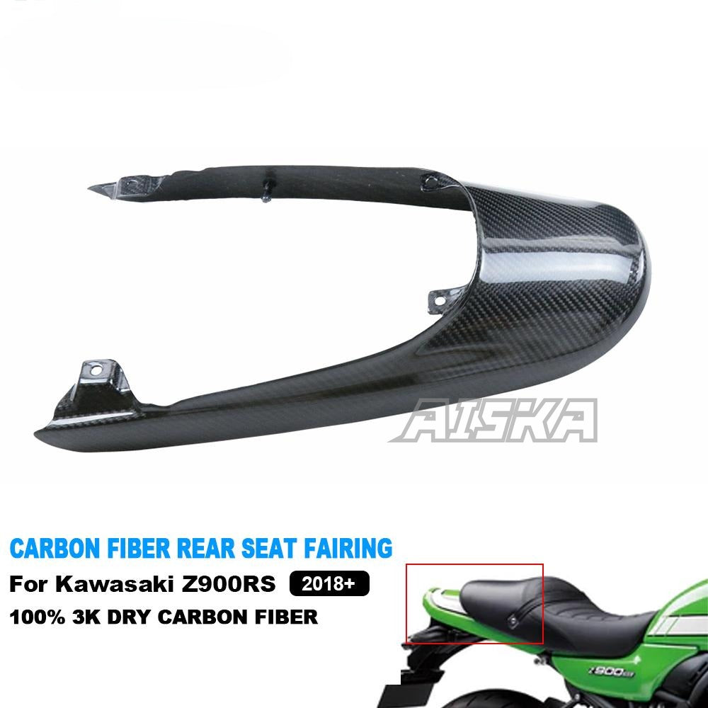 AISKA 3K Dry Carbon Fiber Motorcycle Accessories Long Rear Seat Tail Cowl Fairing for Kawasaki Z900RS 2018-2024