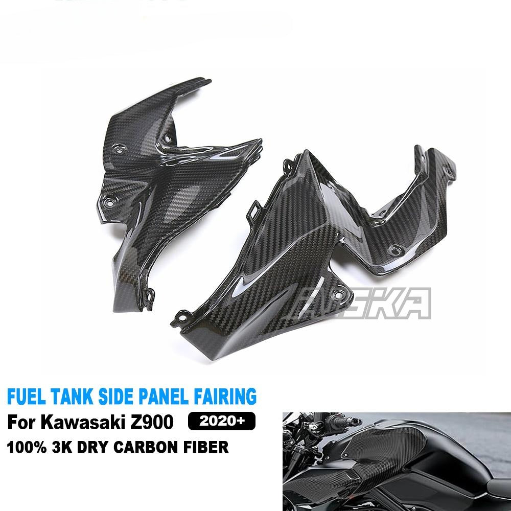 AISKA 3K Dry Carbon Fiber Motorcycle Accessories Fuel Tank Front Upper Side Inner Panel Fairing for Kawasaki Z900 2020-2024