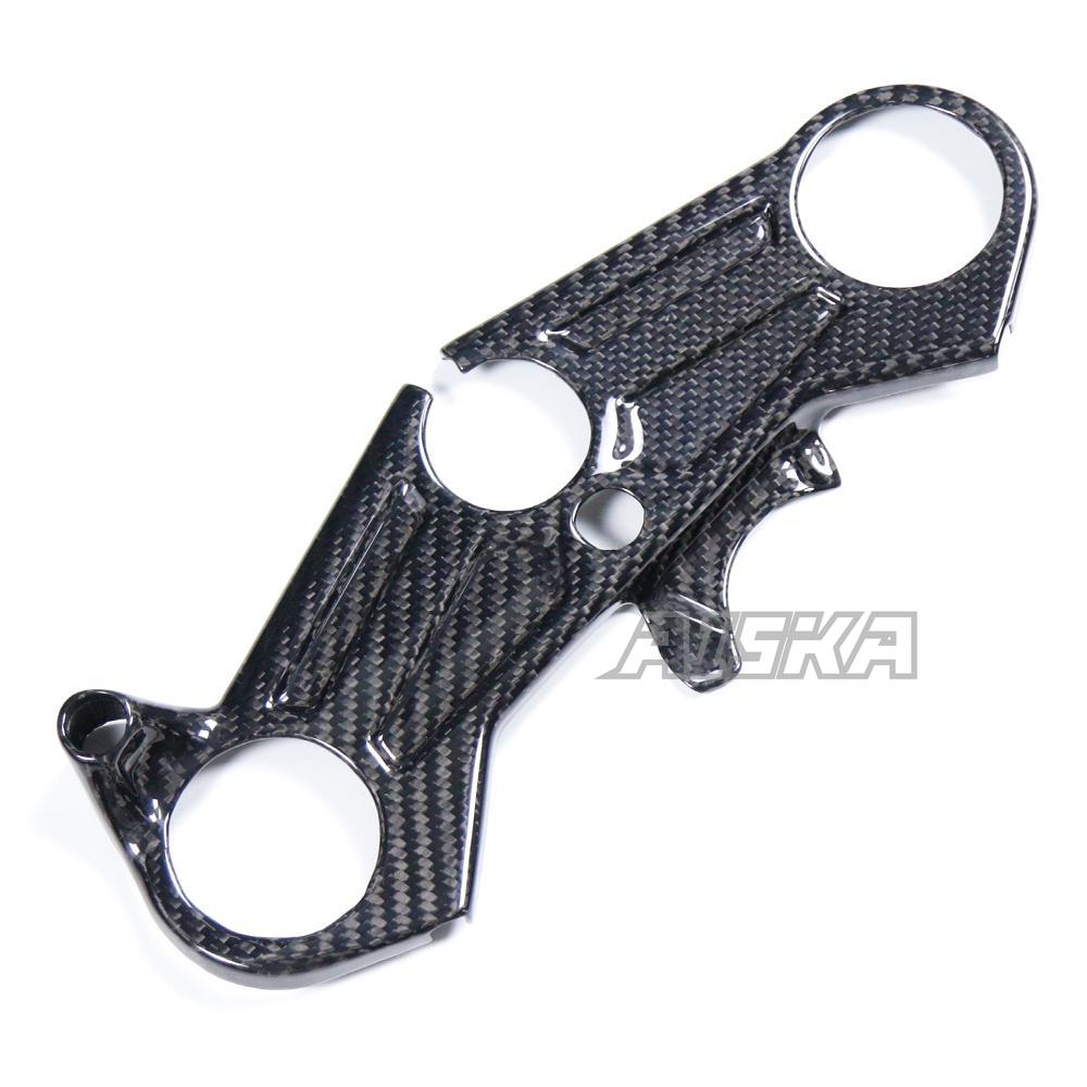 AISKA 100% 3K Twill Glossy Dry Carbon Fiber Ultra Light Upper Top Triple Clamp Cover for Kawasaki Ninja ZX10R 2016-2020