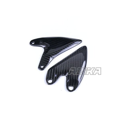 AISKA 100% 3K Dry Carbon Fiber Motorcycle Accessories Rear Footpeg Heel Plate Heel Guards for Kawasaki Ninja 400 Z400 2018-2024