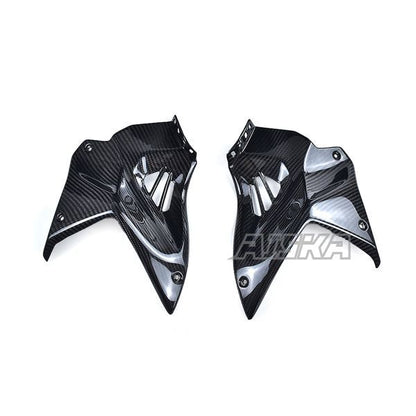 AISKA Full 3K Dry Carbon Fiber Motorcycle Accessories Front Fuel Tank Side Panel Covers for Kawasaki Ninja H2 H2R 2015-2024