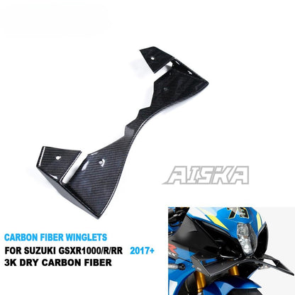 AISKA 100% Real Dry Carbon Fiber GP Frontal Downforce Spoilers Winglets for Suzuki GSXR1000 GSXR1000R GSXR1000RR 2017-2025