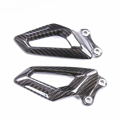 AISKA 3K 3*3 Twill Weave Gloss Carbon Fiber Rearset Plate Foot Peg Protector Motorcycle Heel Guard for BMW S1000RR 2019-2024