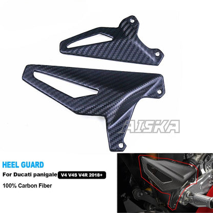 AISKA Panigale V4 Dry Carbon Fiber Motorcycle Accessories Rear Footrest Heel Guard Cover for Ducati Panigale V4 V4S V4R 2018-2024