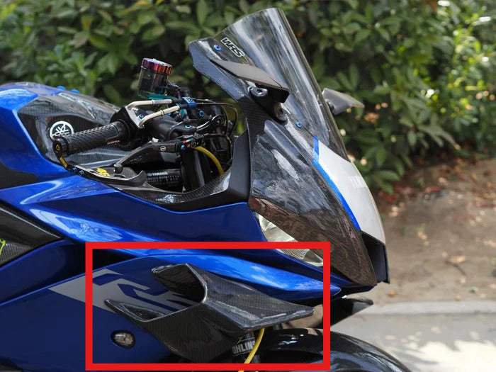 AISKA 100% Full Dry Carbon Fiber Aerodynamic Wing Wind Spoilers Motorcycle Deflector Winglets for Yamaha R3 2022 2023 2024