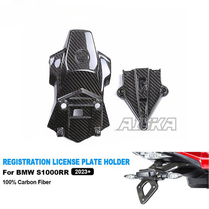 AISKA 100% 3K Carbon Fiber  Motorcycle Number Plate Holder Registration License Plate Holder for BMW S1000RR 2023 2024