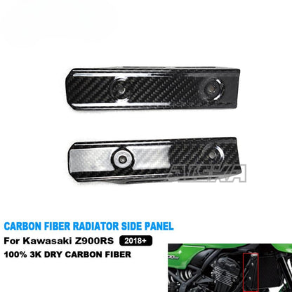 AISKA 3K Dry Carbon Fiber Motorcycle Accessories Radiator Side Panel Cover Fairings for Kawasaki Z900RS 2018-2024