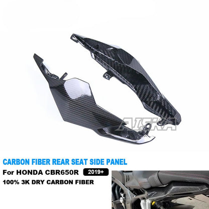 AISKA Dry Carbon Fiber Rear Tail Passenger Seat Side Panels Fairing Cowl 2019+ for Honda CB650R CBR650R Motorcycle Fairing