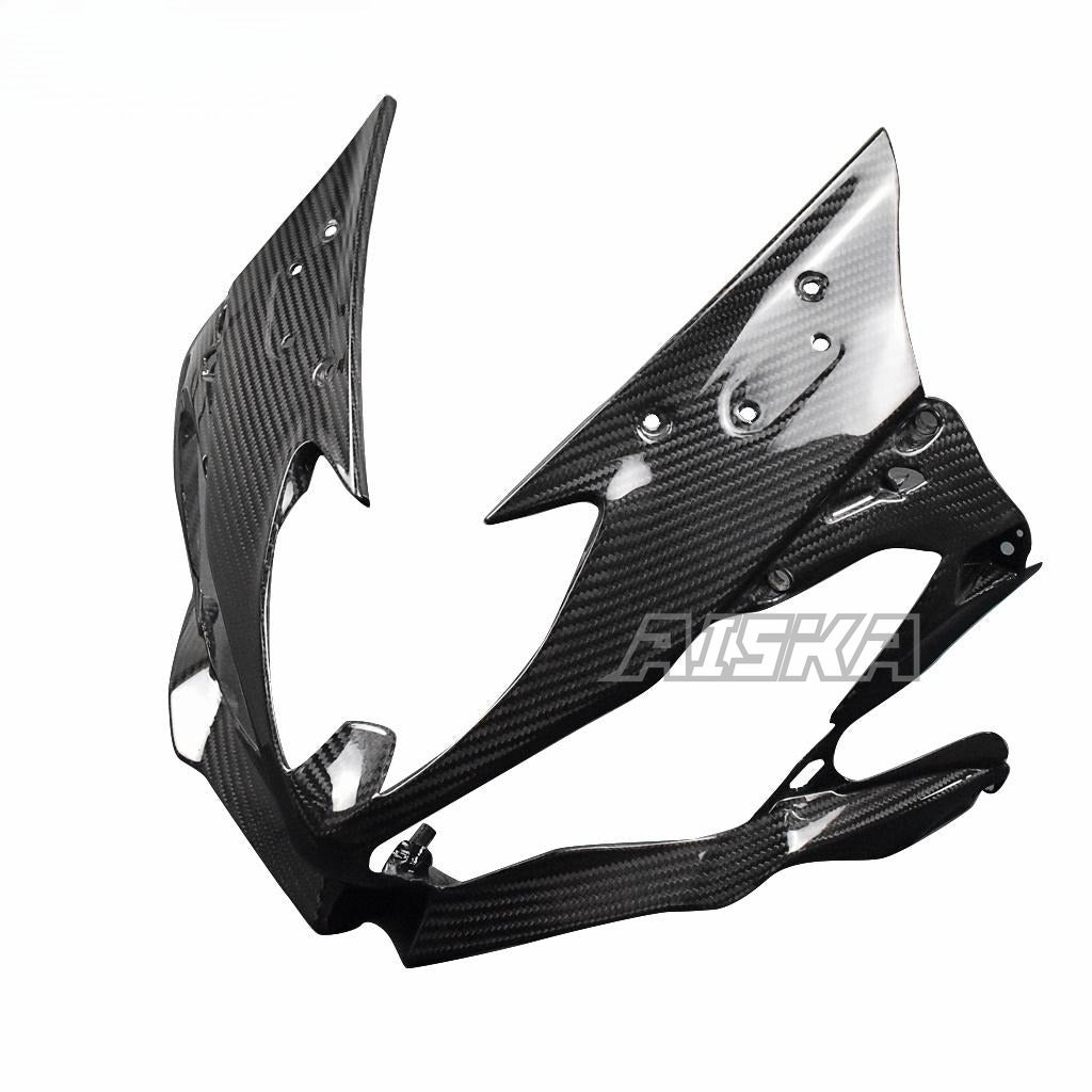 AISKA 3K Dry Carbon Fiber Motorcycle Front Nose Headlight Cover Fairing Cowl for Kawasaki ZX-6R 2019-2024