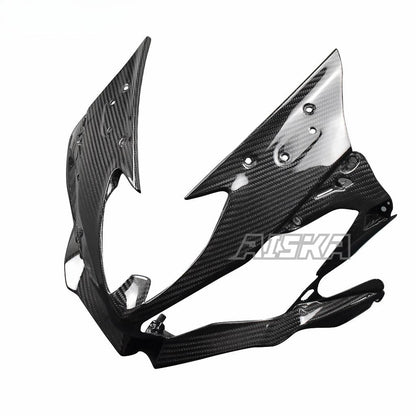 AISKA 3K Dry Carbon Fiber Motorcycle Front Nose Headlight Cover Fairing Cowl for Kawasaki ZX-6R 2019-2024