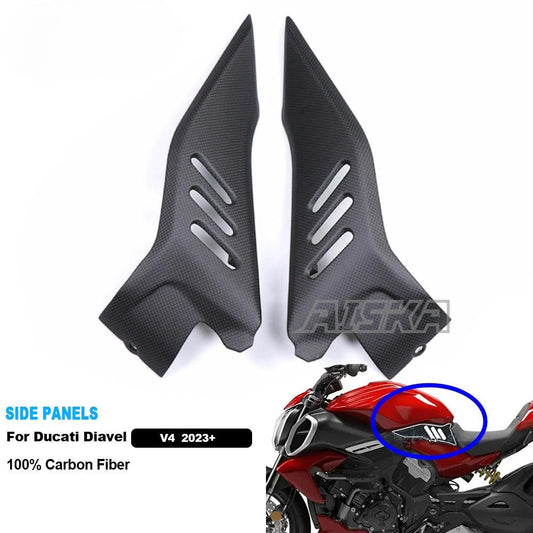 AISKA Wholesale High Quality Twill Weave Motorcycle Full Carbon Fiber  Side Panels for Ducati Diavel  V4  2023