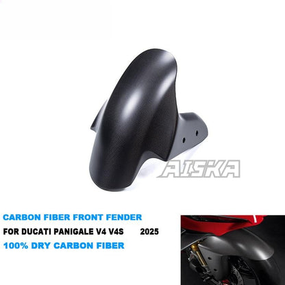AISKA New Arrival 100% 3K Dry Carbon Fiber Motorcycle Front Fender Hugger Mudguard for DUCATI Panigale V4 V4S 2025